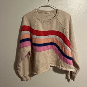 Marine Layer Beige Sweater with Colorful Stripes